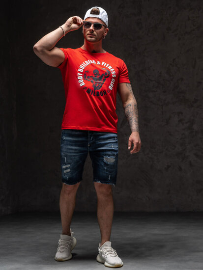 Bolf Herren T-Shirt mit Motiv Rot Y70015