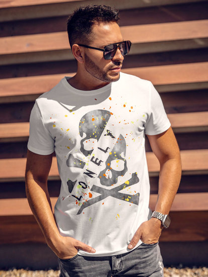 Bolf Herren T-Shirt mit Motiv SWeiß  Y70008A