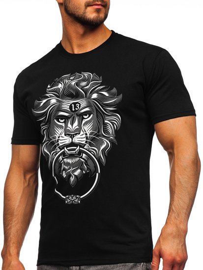 Bolf Herren T-Shirt mit Motiv Schwarz  0202