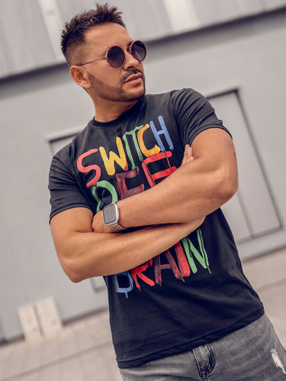 Bolf Herren T-Shirt mit Motiv  Schwarz  1181A