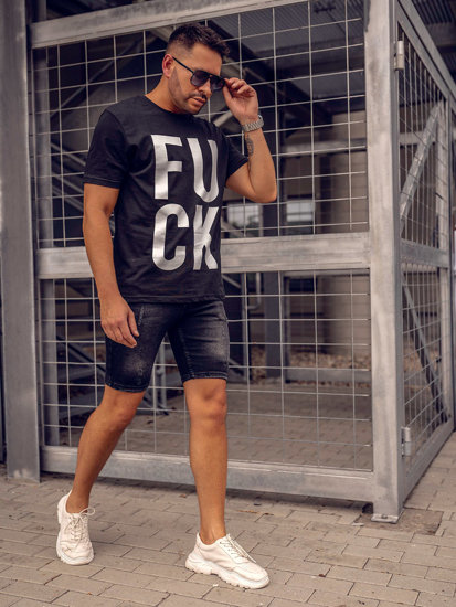 Bolf Herren T-Shirt mit Motiv Schwarz  1267A