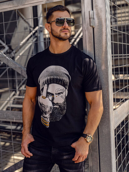 Bolf Herren T-Shirt mit Motiv Schwarz  142175A