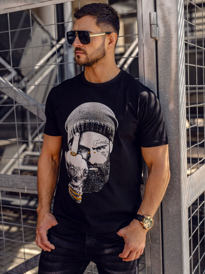 Bolf Herren T-Shirt mit Motiv Schwarz  142175A