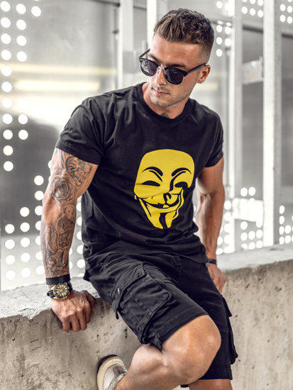 Bolf Herren T-Shirt mit Motiv Schwarz 14400A