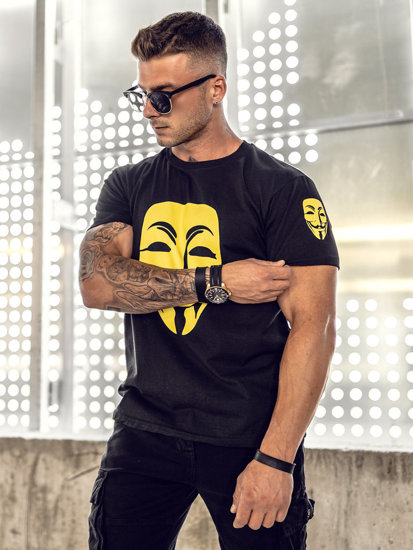 Bolf Herren T-Shirt mit Motiv Schwarz 14400A