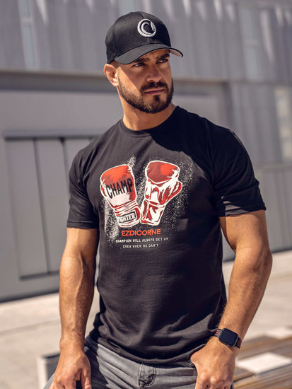 Bolf Herren T-Shirt mit Motiv Schwarz  14751A