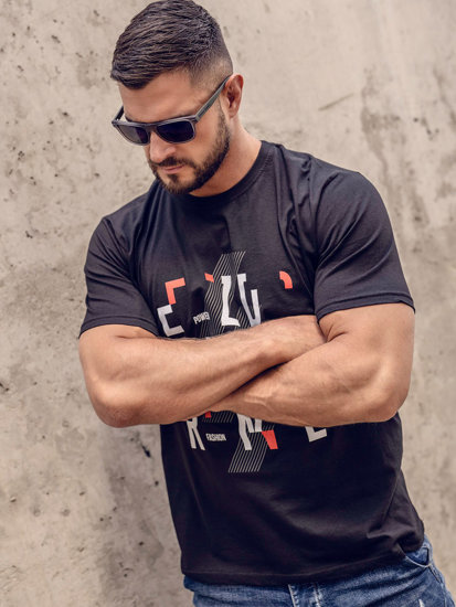 Bolf Herren T-Shirt mit Motiv Schwarz  14752B