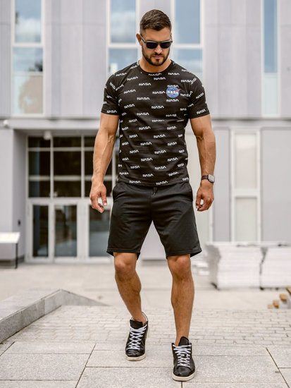 Bolf Herren T-Shirt mit Motiv Schwarz  14950A