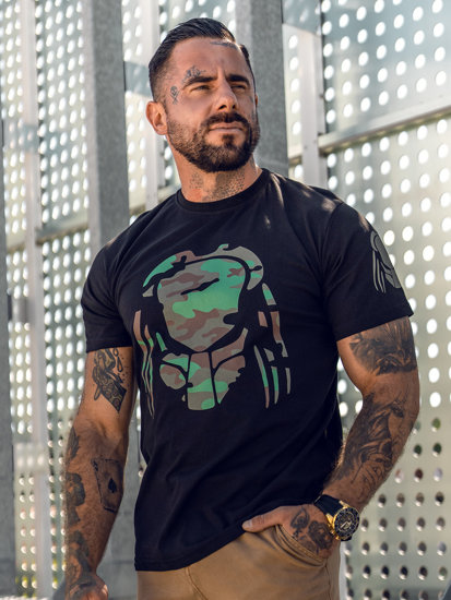 Bolf Herren T-Shirt mit Motiv Schwarz  192379A