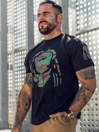 Bolf Herren T-Shirt mit Motiv Schwarz  192379A