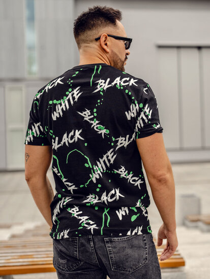 Bolf Herren T-Shirt mit Motiv Schwarz-Grün  14939A