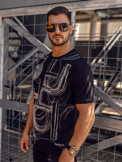 Bolf Herren T-Shirt mit Motiv Schwarz  KS2525TA