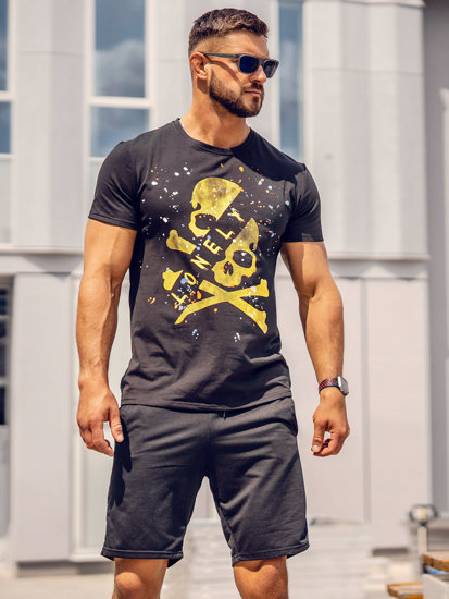 Bolf Herren T-Shirt mit Motiv Schwarz  Y70008A