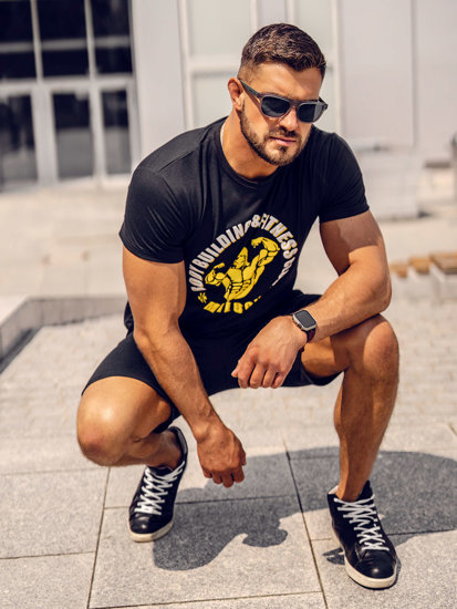 Bolf Herren T-Shirt mit Motiv Schwarz Y70015