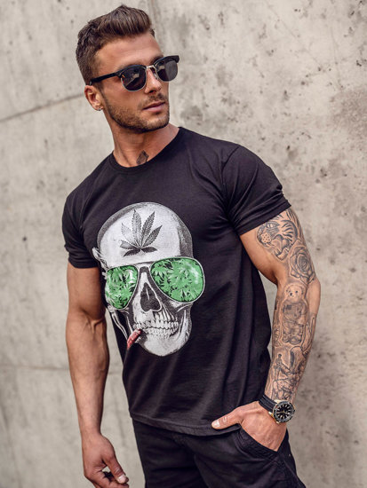 Bolf Herren T-Shirt mit Motiv Schwarz  Y70019A