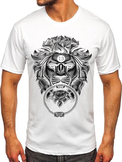 Bolf Herren T-Shirt mit Motiv Weiß  0202