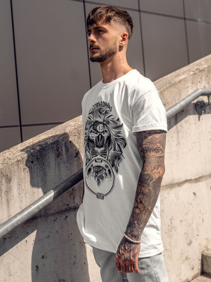 Bolf Herren T-Shirt mit Motiv Weiß  0202A