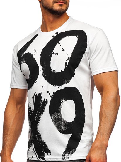 Bolf Herren T-Shirt mit Motiv Weiß  0303