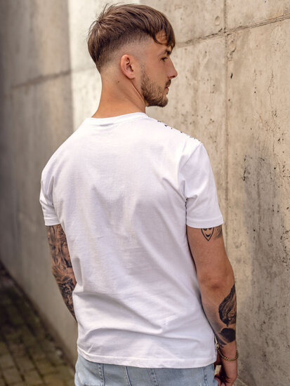 Bolf Herren T-Shirt mit Motiv Weiß 1173A