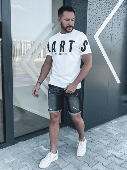 Bolf Herren T-Shirt mit Motiv Weiß  1180