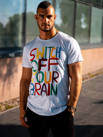 Bolf Herren T-Shirt mit Motiv Weiß  1181B