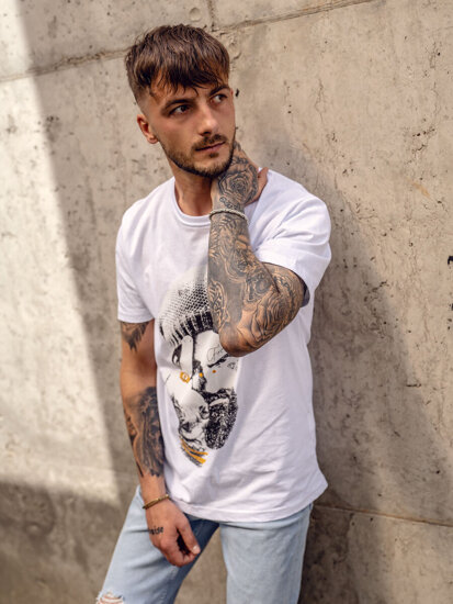 Bolf Herren T-Shirt mit Motiv Weiß 142175