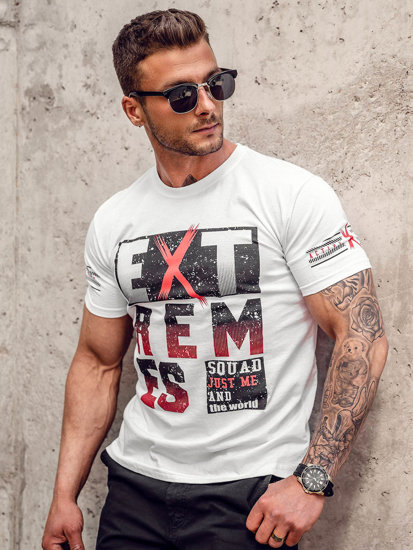 Bolf Herren T-Shirt mit Motiv Weiß  14312A