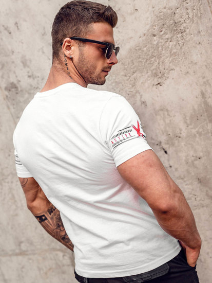 Bolf Herren T-Shirt mit Motiv Weiß  14312A