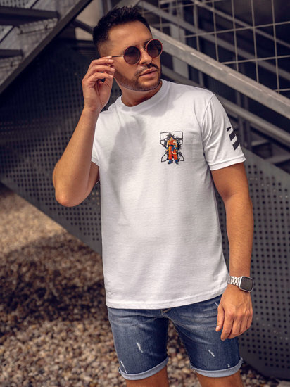 Bolf Herren T-Shirt mit Motiv Weiß  14404A