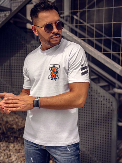 Bolf Herren T-Shirt mit Motiv Weiß  14404A