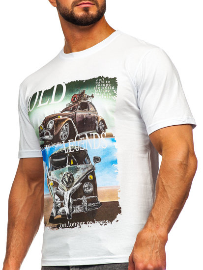 Bolf Herren T-Shirt mit Motiv Weiß  14496