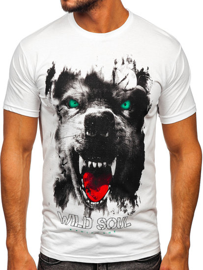 Bolf Herren T-Shirt mit Motiv Weiß  14499