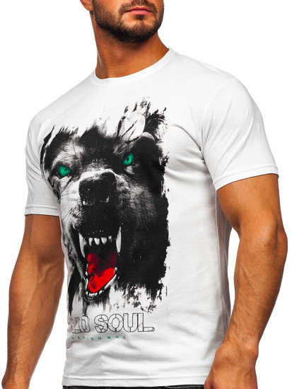 Bolf Herren T-Shirt mit Motiv Weiß  14499