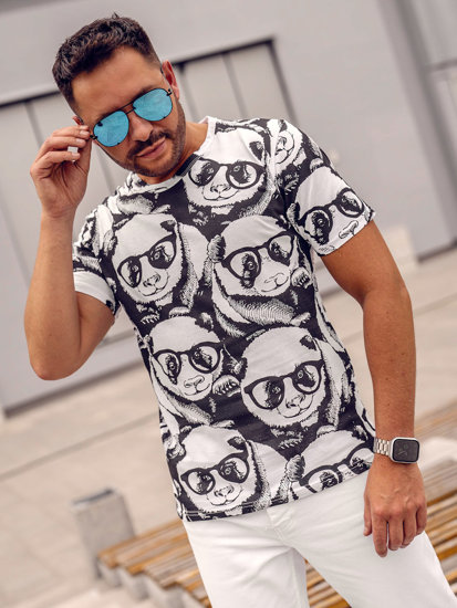 Bolf Herren T-Shirt mit Motiv Weiß  14911A