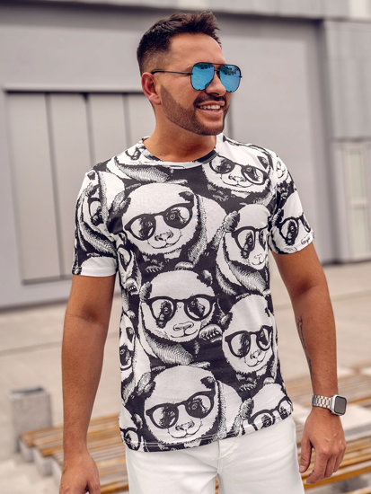 Bolf Herren T-Shirt mit Motiv Weiß  14911A