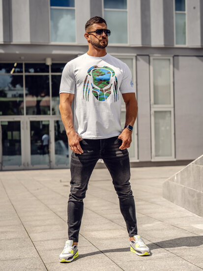 Bolf Herren T-Shirt mit Motiv Weiß  192379-1