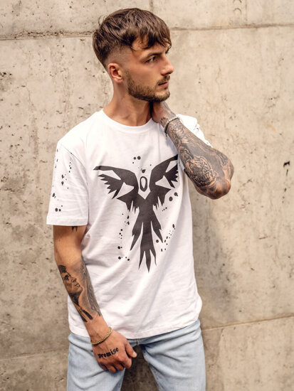 Bolf Herren T-Shirt mit Motiv Weiß 300