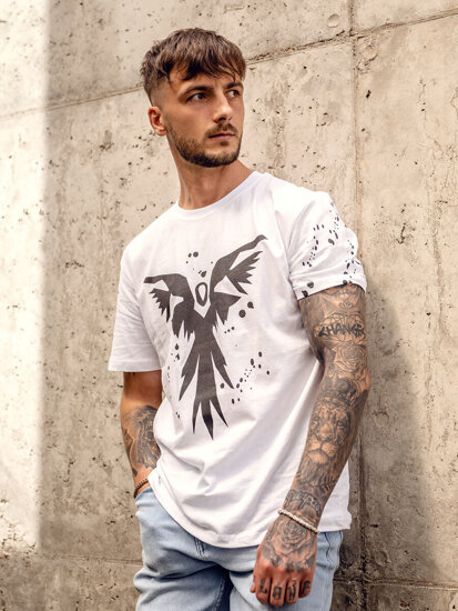 Bolf Herren T-Shirt mit Motiv Weiß 300