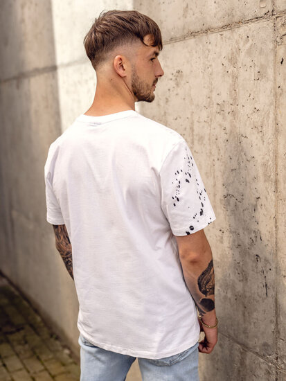 Bolf Herren T-Shirt mit Motiv Weiß  300A