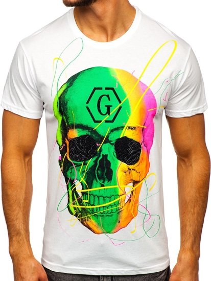 Bolf Herren T-Shirt mit Motiv Weiß  KS2107