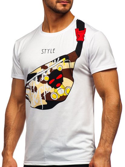 Bolf Herren T-Shirt mit Motiv Weiß  KS2371