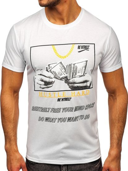 Bolf Herren T-Shirt mit Motiv Weiß  KS2538