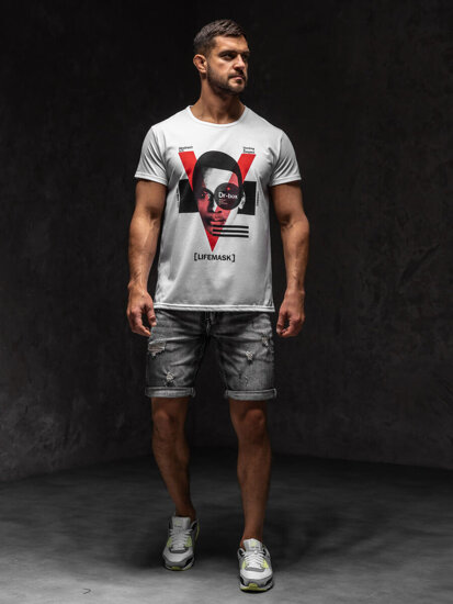 Bolf Herren T-Shirt mit Motiv Weiß  KS2552