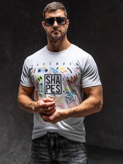 Bolf Herren T-Shirt mit Motiv Weiß KS2625