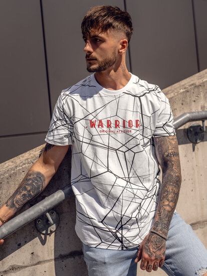 Bolf Herren T-Shirt mit Motiv Weiß SS10935