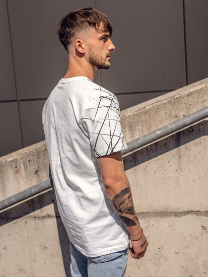 Bolf Herren T-Shirt mit Motiv Weiß SS10935