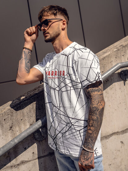 Bolf Herren T-Shirt mit Motiv Weiß  SS10935A