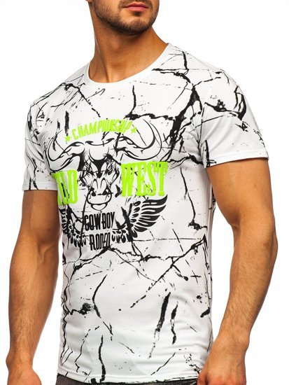 Bolf Herren T-Shirt mit Motiv Weiß Y70026