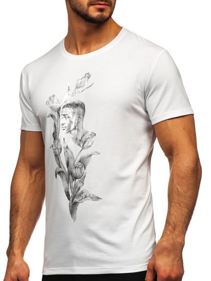 Bolf Herren T-Shirt mit Motiv Weiß  Y70052