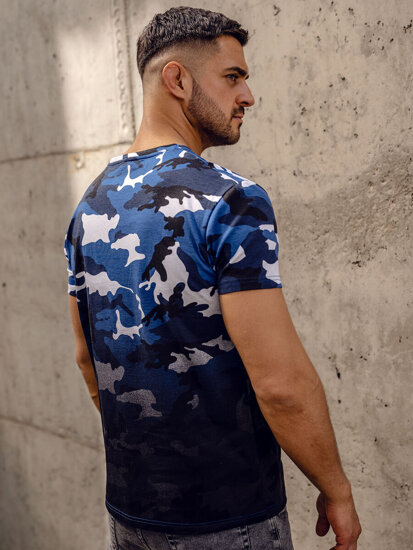 Bolf Herren T-Shirt mit Print Camo Blau  S808A1